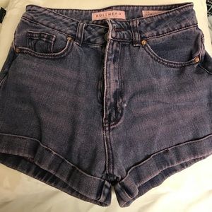 Purple high wasted denim shorts